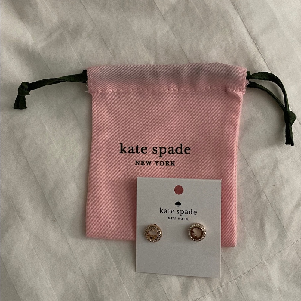 Kate Spade Rose Gold Spot the Spade Pave Halo Heart Earrings with Dust bag - Picture 12 of 14